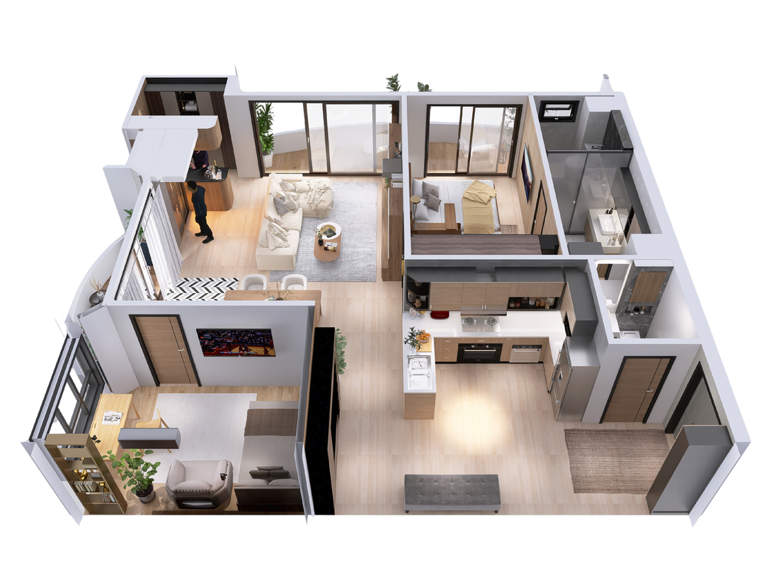 Supalai Place — Khun Pedro — ผังห้องแบบสามมิติ Axonometric