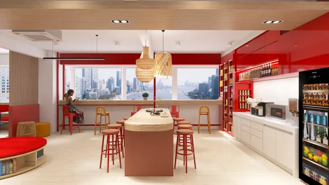 Workplace in Colour — ครัวส่วนกลางและโต๊ะเกาะกลาง